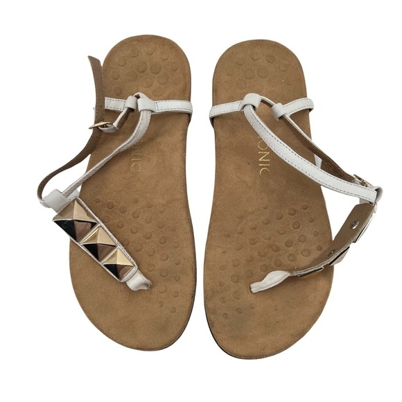 Vionic White Gold Embellished Rest Nala T-Strap Flat Sandals Size 8 Wide Women’s - Picture 4 of 8